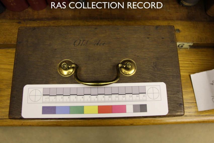 Wooden lid box holding dies